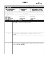 &quot;Provincial Trail Infrastructure Fund Application Form&quot; - New Brunswick, Canada