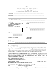 Form 1 &quot;Irrevocable Standby Letter of Credit&quot; - New Brunswick, Canada