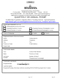 Quarterly or Annual Permit - New Brunswick, Canada