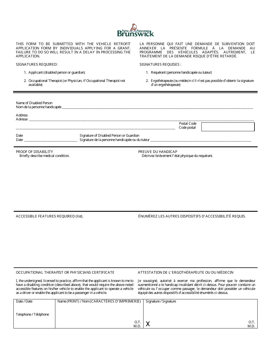 Vehicle Retrofit Program Application for Capital Assistance - New Brunswick, Canada (English / French), Page 3