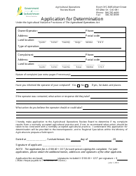Document preview: Application for Determination - Saskatchewan, Canada