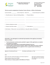 Document preview: Dealer Licence Renewal - Saskatchewan, Canada