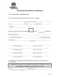 Document preview: Declaration for Release of Payment - Saskatchewan, Canada