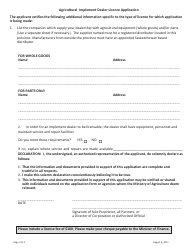 Agricultural Implement Dealer License Application - Saskatchewan, Canada, Page 2
