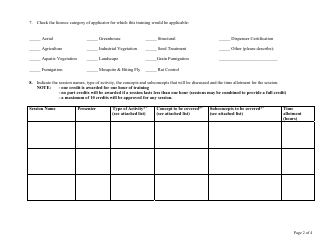 Pesticide Applicator Recertification Program Request for Credit Application Form - Saskatchewan, Canada, Page 2