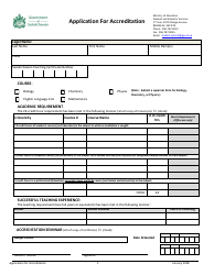 Application for Accreditation - Saskatchewan, Canada