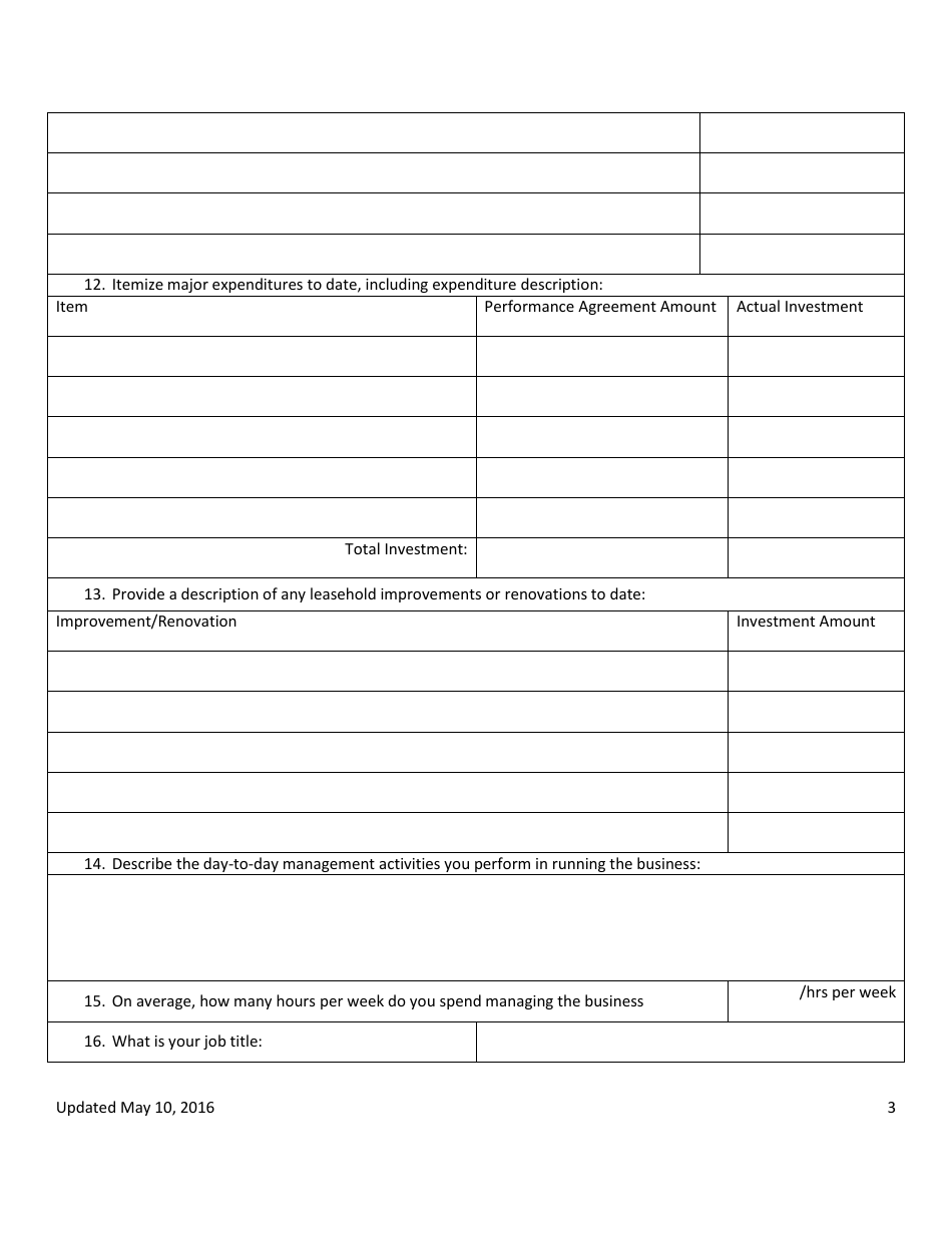 Business Establishment Progress Report - Saskatchewan, Canada, Page 3