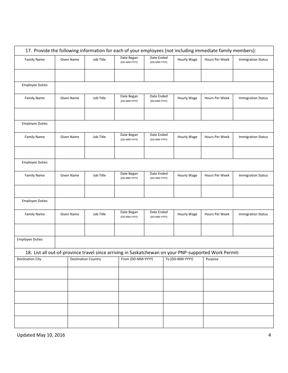 Business Establishment Progress Report - Saskatchewan, Canada, Page 4