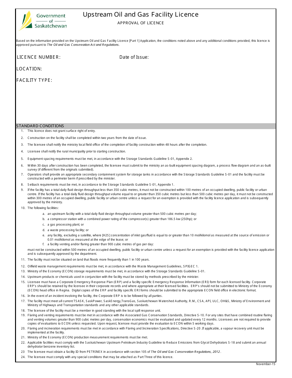 Upstream Oil and Gas Facility Licence Application - Saskatchewan, Canada, Page 5