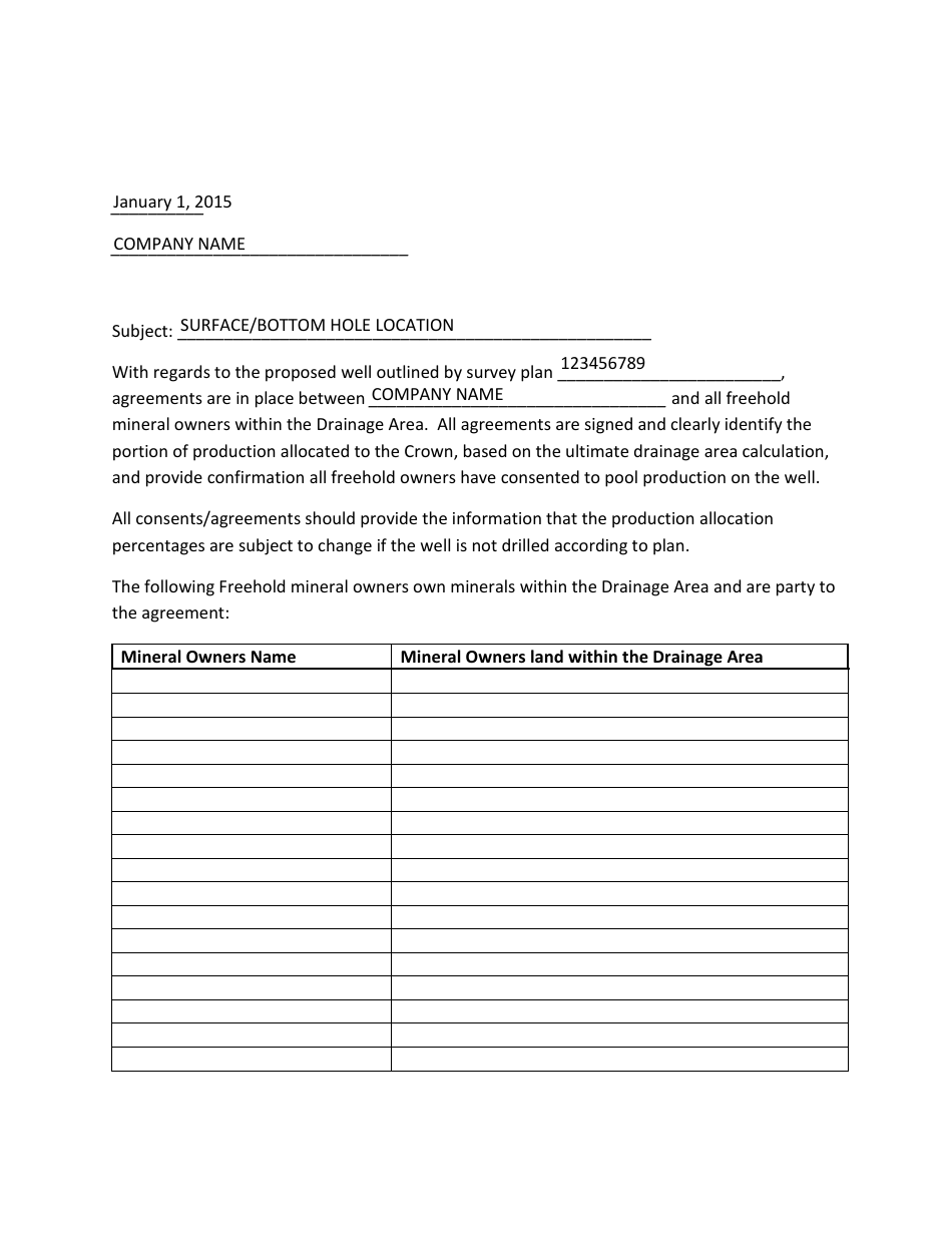 Horizontal Consent Template (Pooling With Crown) - Saskatchewan, Canada, Page 1