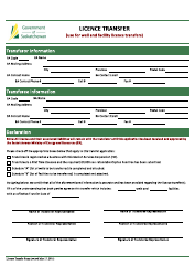 Document preview: Licence Transfer Application - Saskatchewan, Canada