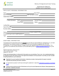 Document preview: Application for Refund of Good Faith Deposit - Saskatchewan, Canada