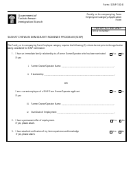 Document preview: Form SINP-100-8 Family or Accompanying Farm Employee Category Application Form - Saskatchewan, Canada