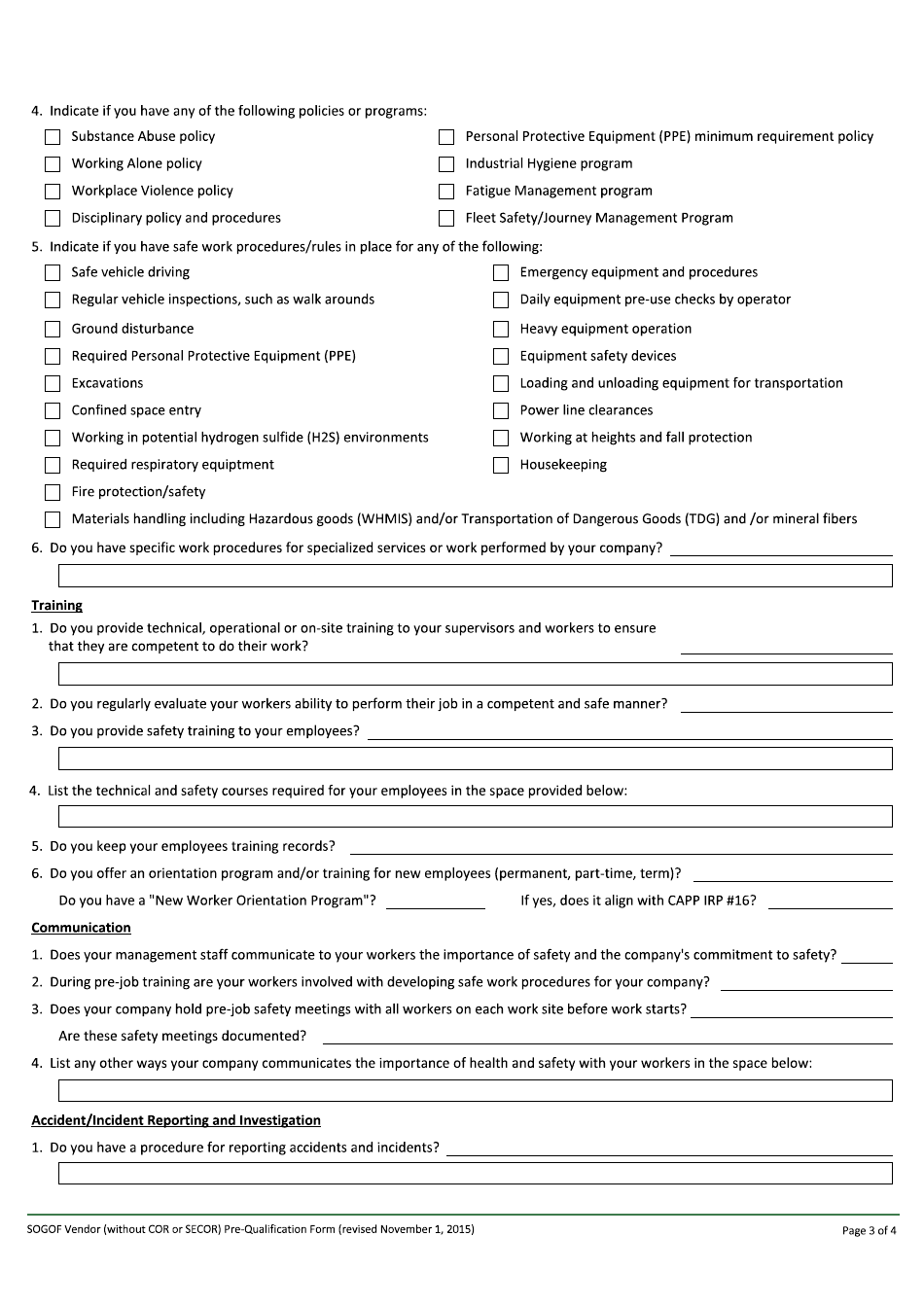 Saskatchewan Oil  Gas Orphan Fund Vendor Pre-qualification (Vendors Without Cor or Secor) - Saskatchewan, Canada, Page 3