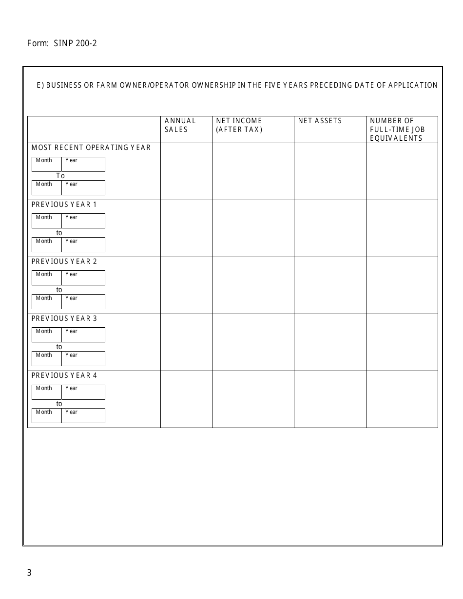 Form SINP200-2 Personal / Business Net Worth - Saskatchewan, Canada, Page 3
