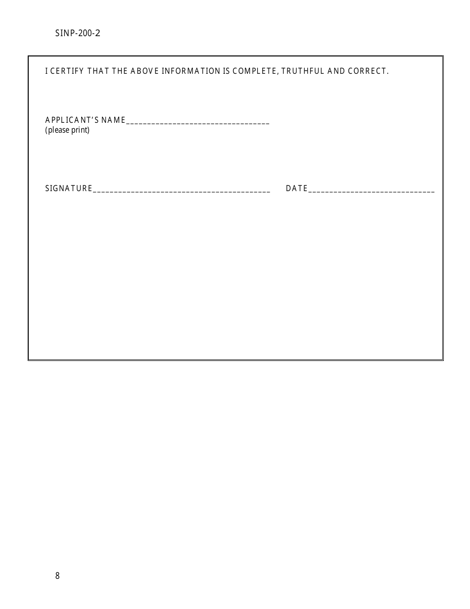 Form SINP200-2 Personal / Business Net Worth - Saskatchewan, Canada, Page 8