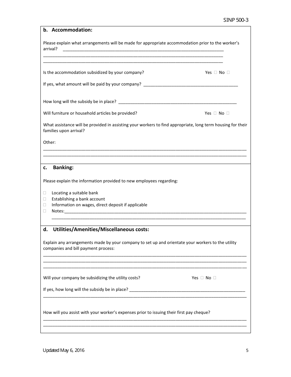 Form SINP500-3 - Fill Out, Sign Online and Download Printable PDF ...