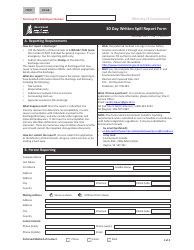 Form CSB21001 &quot;30 Day Written Spill Report Form&quot; - Saskatchewan, Canada