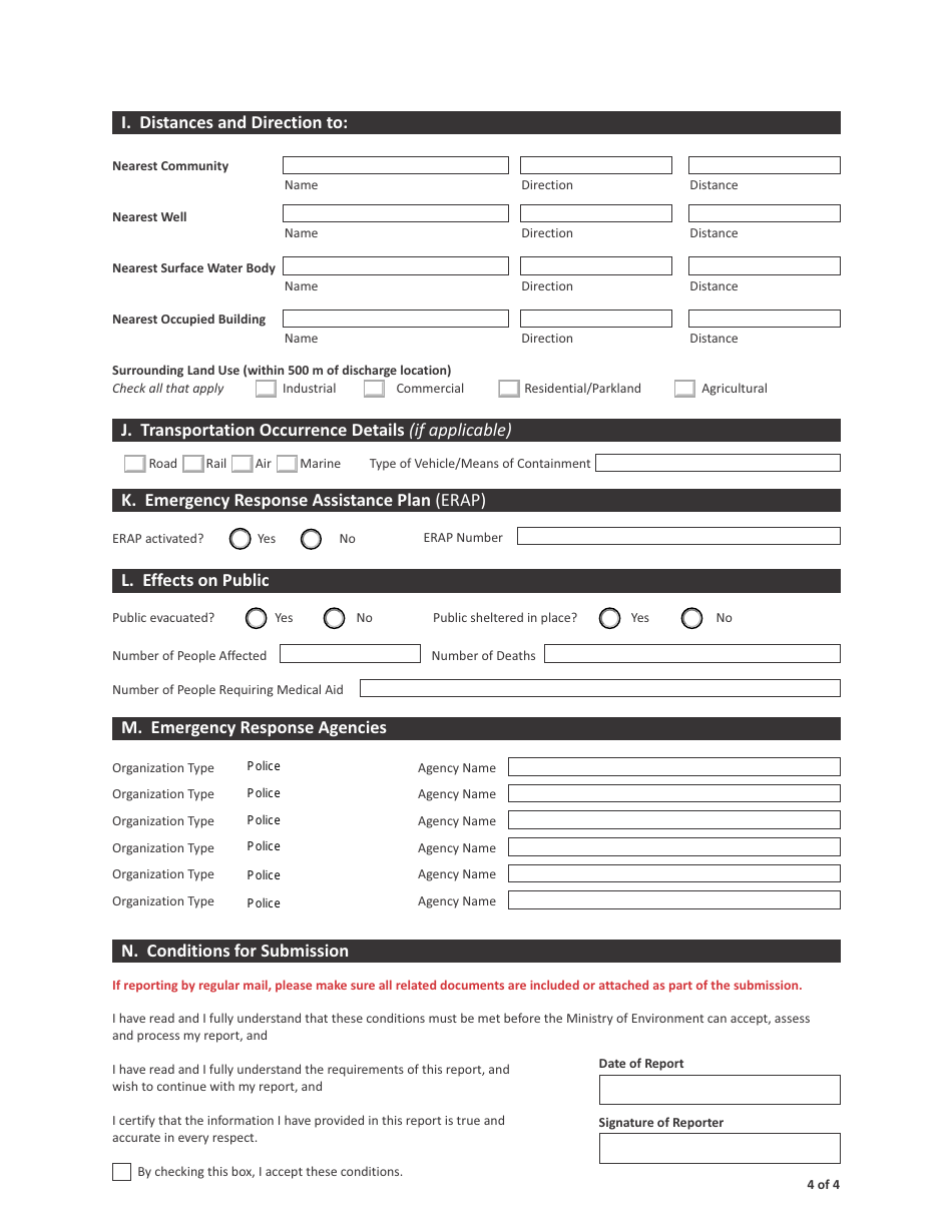 Form CSB21001 30 Day Written Spill Report Form - Saskatchewan, Canada, Page 4
