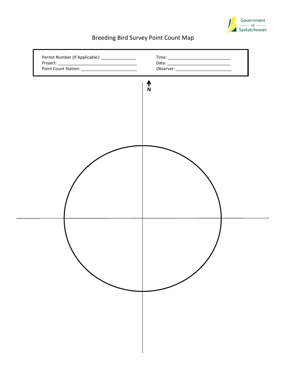 Saskatchewan Canada Breeding Bird Survey Point Count Map Fill Out