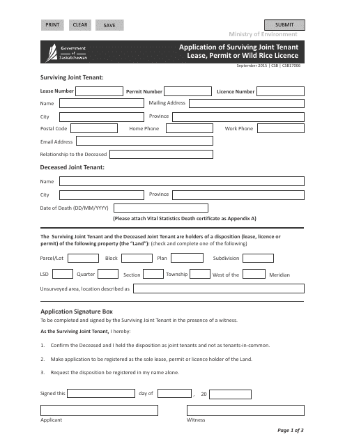 Form CSB17006  Printable Pdf
