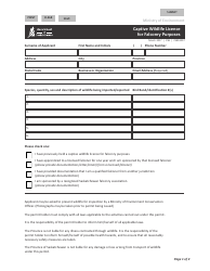 Form CSB12007 Captive Wildlife Licence for Falconry Purposes - Saskatchewan, Canada