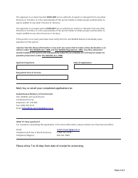 Form CSB12007 Captive Wildlife Licence for Falconry Purposes - Saskatchewan, Canada, Page 2