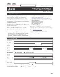 Form CSB21002 &quot;Closure Report and Application for Notice of Site Condition (Nsc)&quot; - Saskatchewan, Canada
