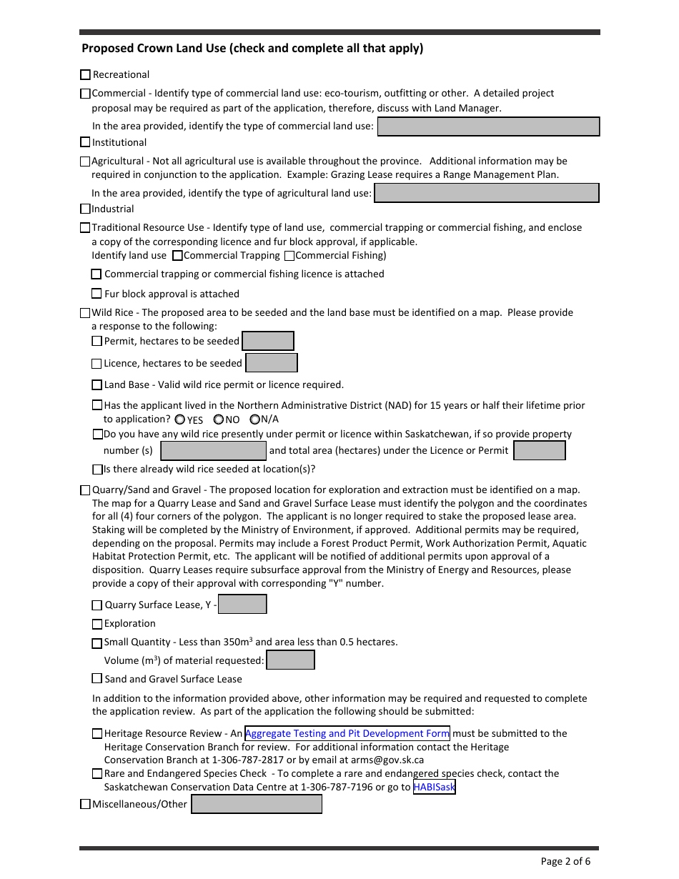 Saskatchewan Canada Application for Crown Land Disposition - Fill Out ...