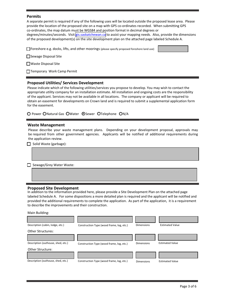 Application for Crown Land Disposition - Saskatchewan, Canada, Page 3