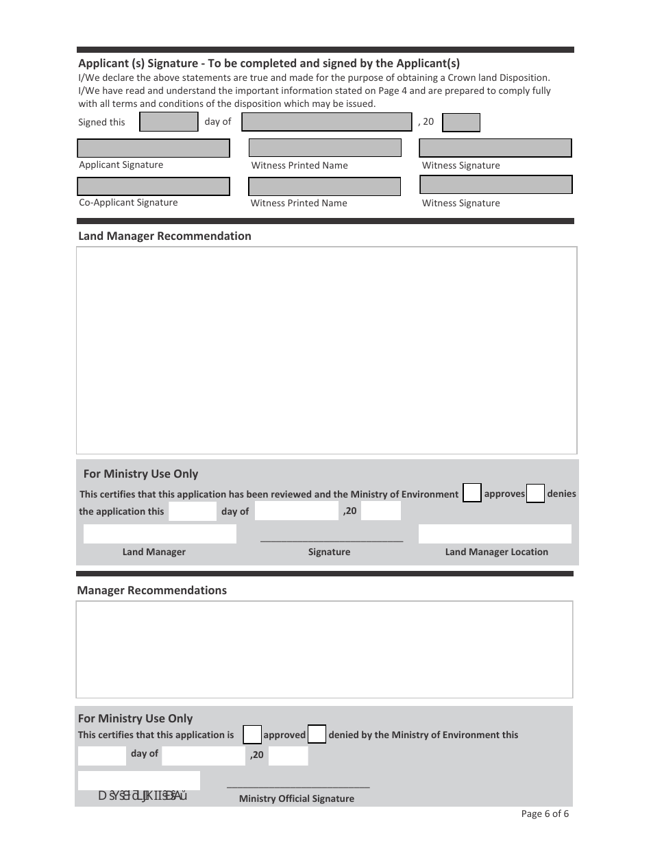 Application for Crown Land Disposition - Saskatchewan, Canada, Page 6