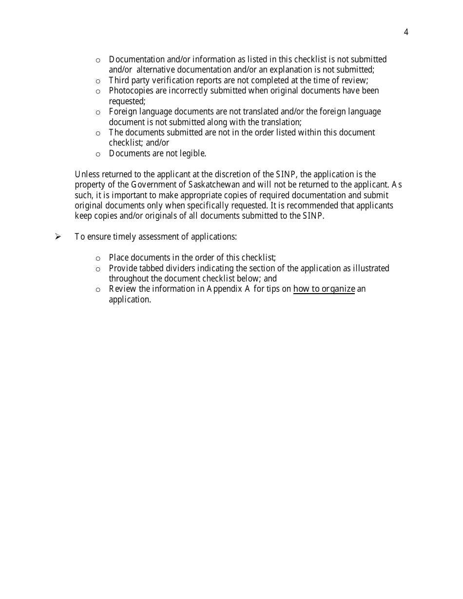 Saskatchewan Immigrant Nominee Program - Farm Owner / Operator Category Document Checklist - Saskatchewan, Canada, Page 4