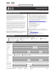 Form CSB21003 Corrective Action Plan - Saskatchewan, Canada