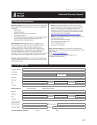 Document preview: Form CSB21006 Historical Discovery Report - Saskatchewan, Canada