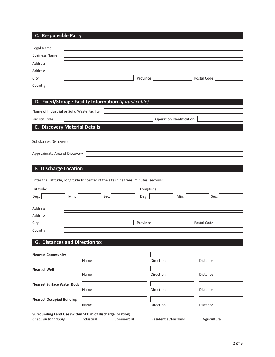 Form CSB21006 Historical Discovery Report - Saskatchewan, Canada, Page 2