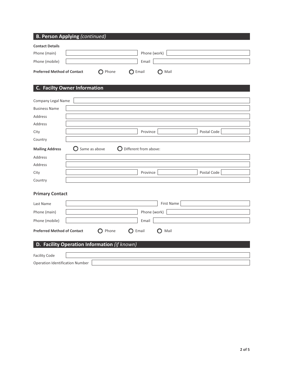 Form CSB13002 Application to Decommission a Storage Facility - Saskatchewan, Canada, Page 2