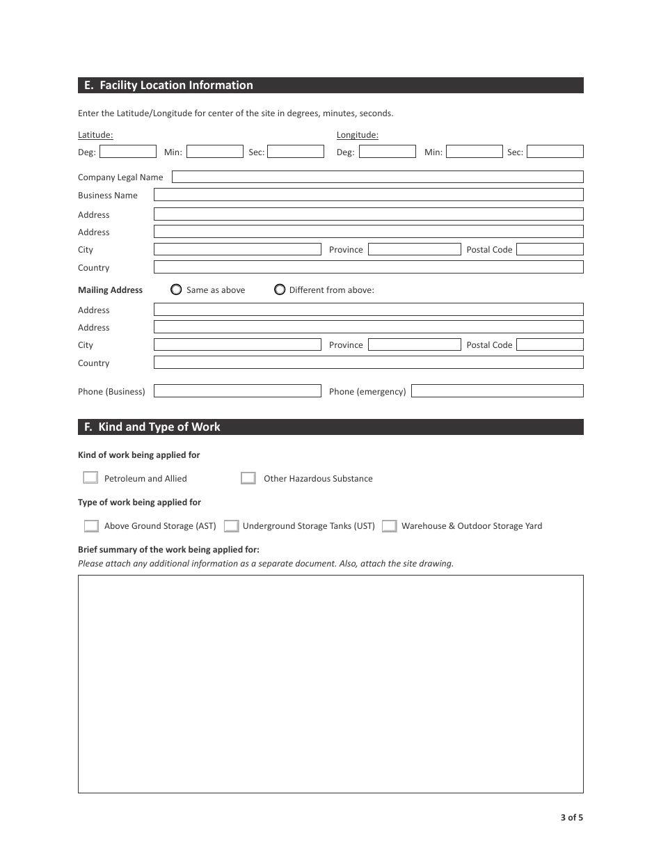 Form CSB13002 Application to Decommission a Storage Facility - Saskatchewan, Canada, Page 3