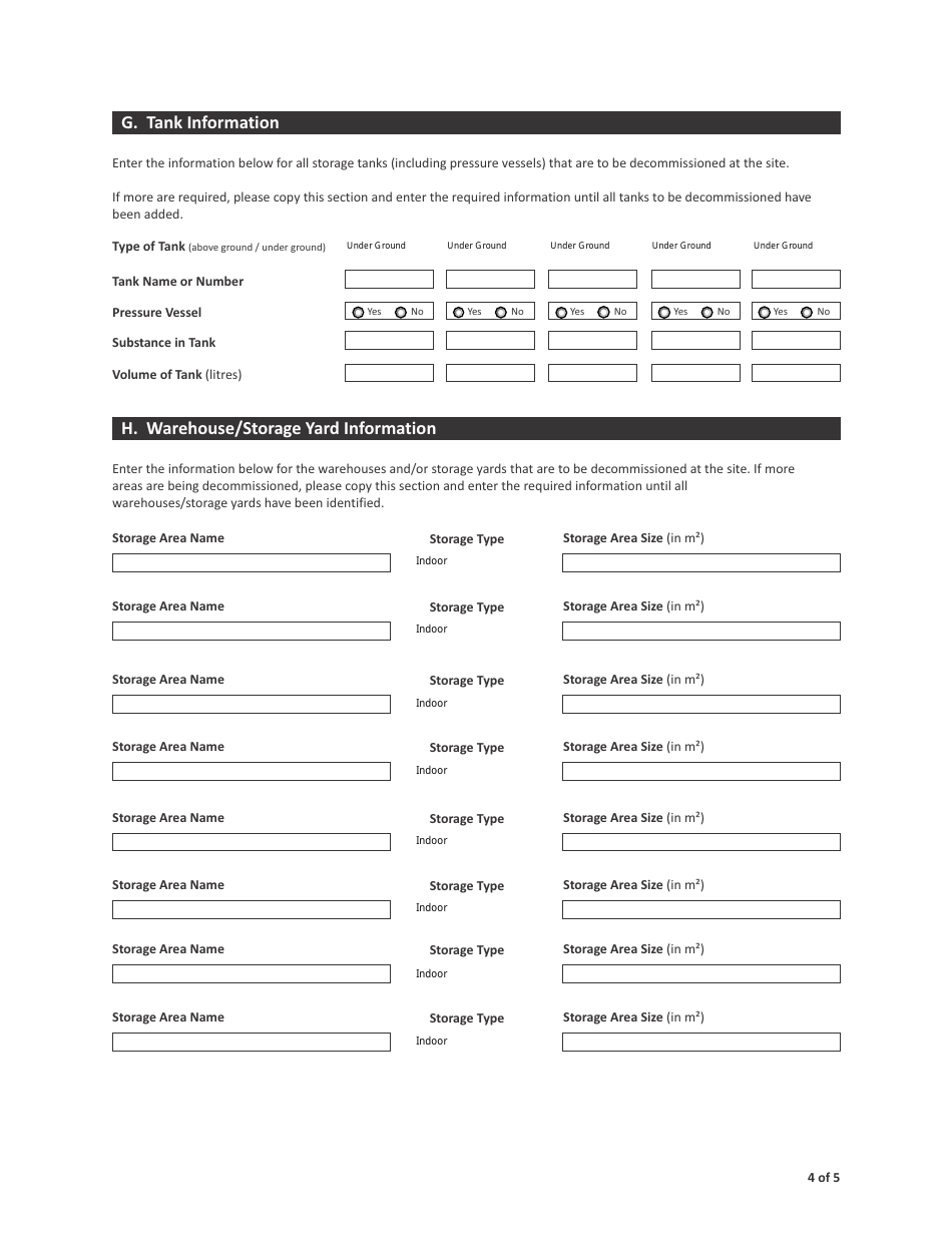 Form CSB13002 Application to Decommission a Storage Facility - Saskatchewan, Canada, Page 4
