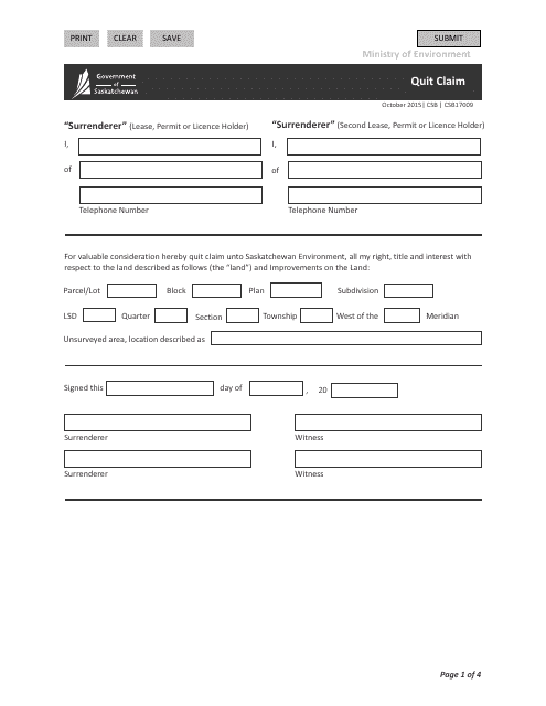 Form CSB17009  Printable Pdf