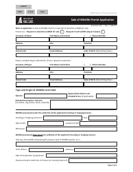 Form CSB12001 Sale of Wildlife Permit Application - Saskatchewan, Canada