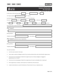 Document preview: Form CSB17008 Statutory Declaration for Lost Lease - Saskatchewan, Canada