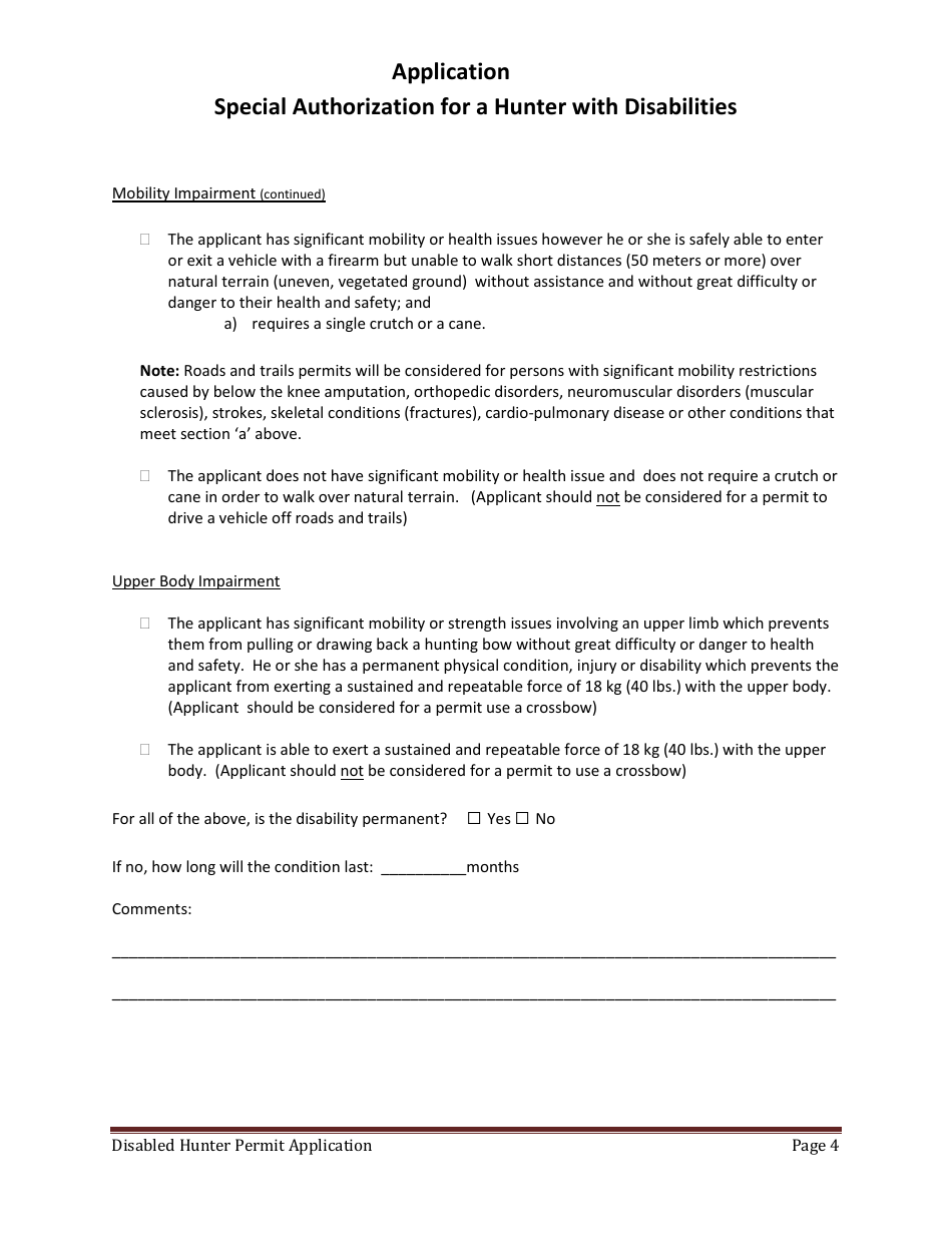 Form CSB12004 Special Authorization for a Hunter With Disabilities - Saskatchewan, Canada, Page 4