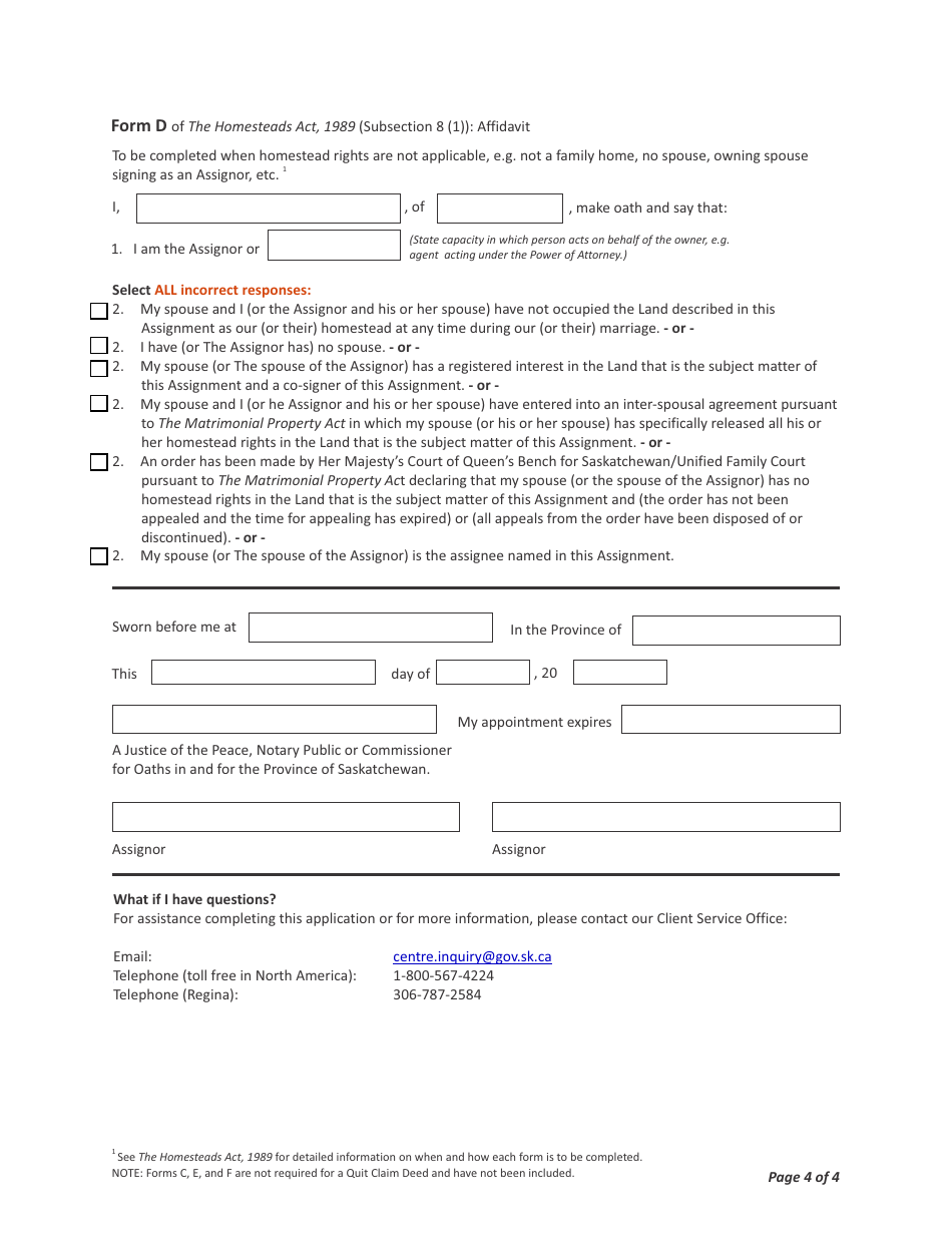 Form CSB17007 Surrender of Disposition Lease, Permit or Wild Rice Licence - Saskatchewan, Canada, Page 4