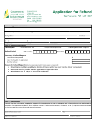 Document preview: Application for Refund - Saskatchewan, Canada