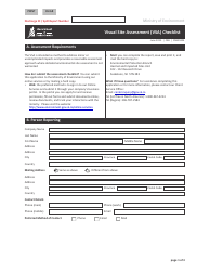 Form CSB21004 Visual Site Assessment (Vsa) Checklist - Saskatchewan, Canada
