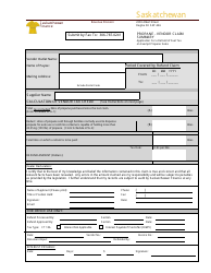 Propane - Vendor Claim Summary - Saskatchewan, Canada