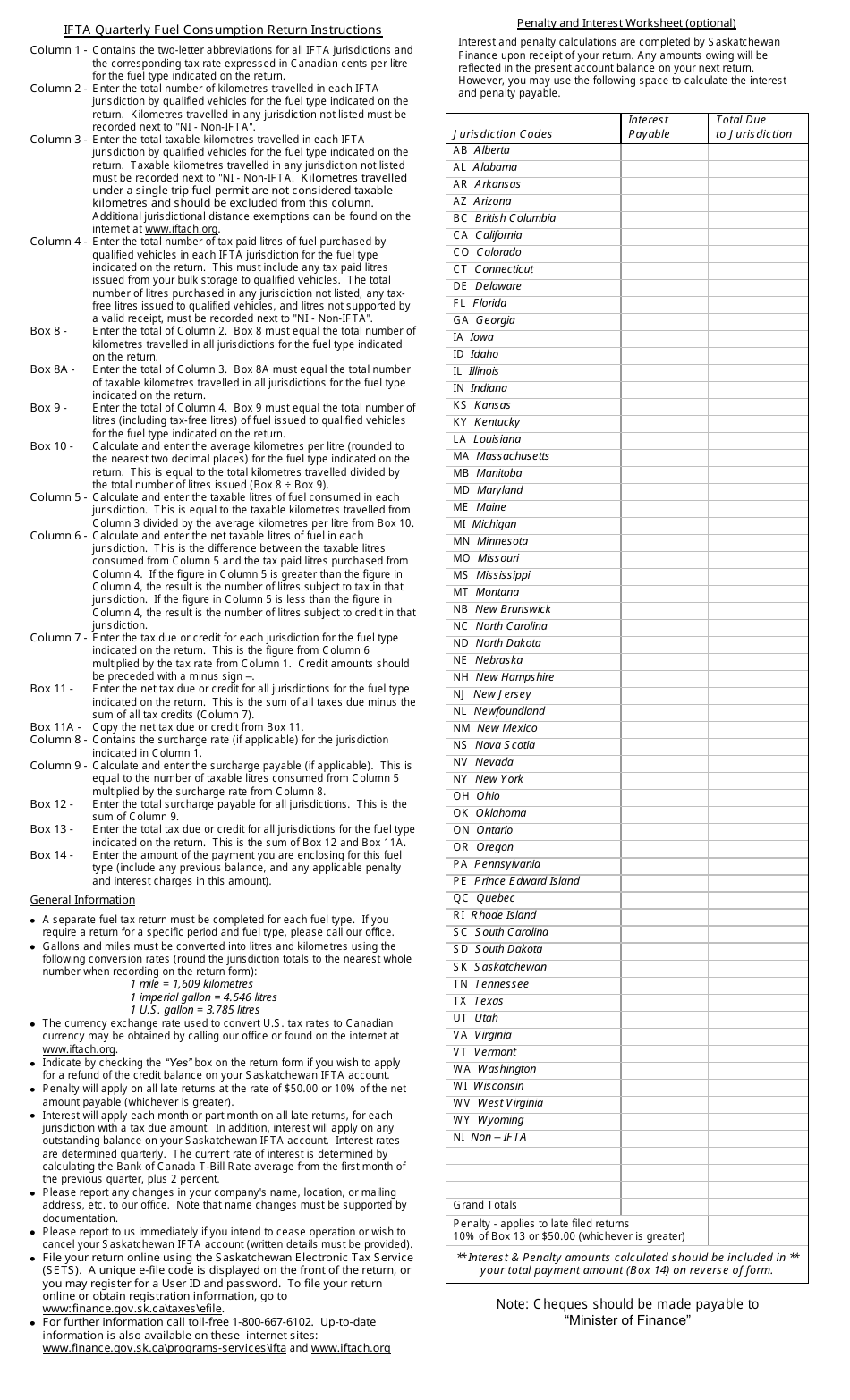 Quarterly Fuel Consumption Return - Saskatchewan, Canada, Page 3