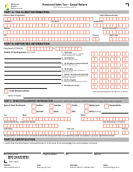 Form PCR1 &quot;Provincial Sales Tax - Casual Return&quot; - Saskatchewan, Canada