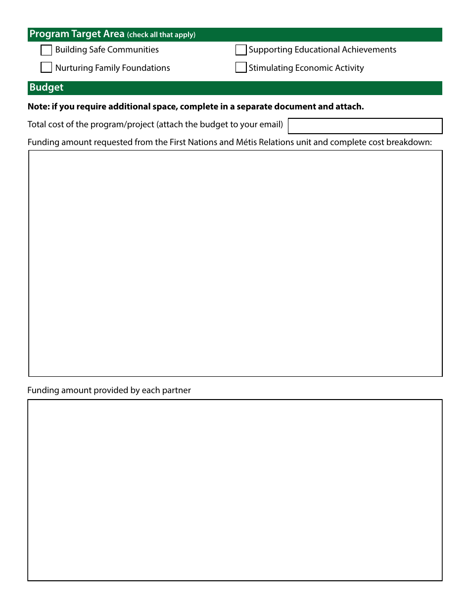 First Nations and Metis Relations Engagement Projects Grant Application - Saskatchewan, Canada, Page 3