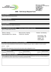 Document preview: EMS - Talk Group Request Form - Saskatchewan, Canada